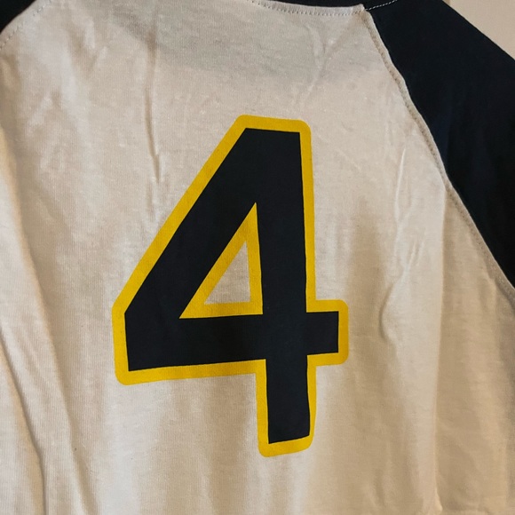 Nike Short Sleeve Navy, White & Yellow Athletic Department “4” Jersey T-Shirt - Picture 4 of 8
